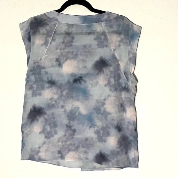 Rebecca Taylor 100% Silk Dreamy Flowy Crossover Front Cloud Watercolor Blouse 10 - Picture 7 of 7